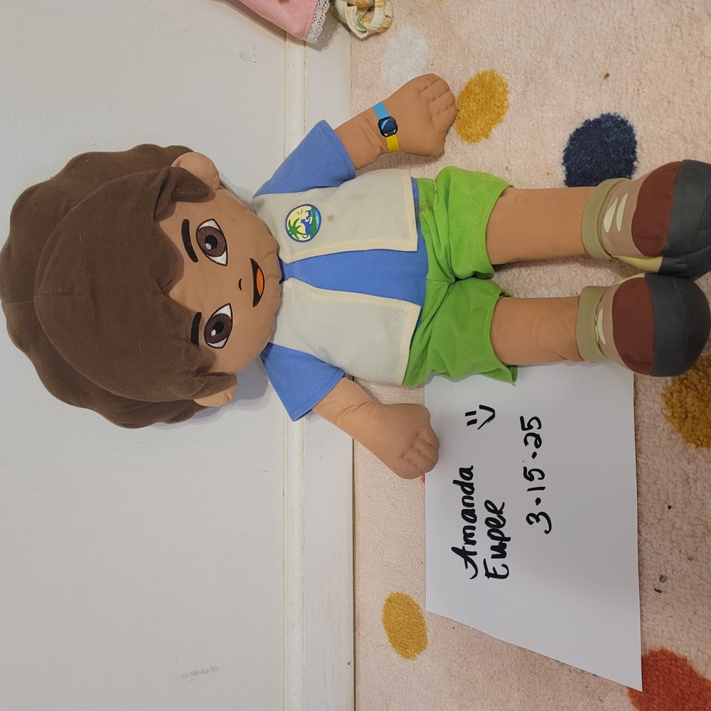 Kids Plush Toy with Blue and Green Outfit